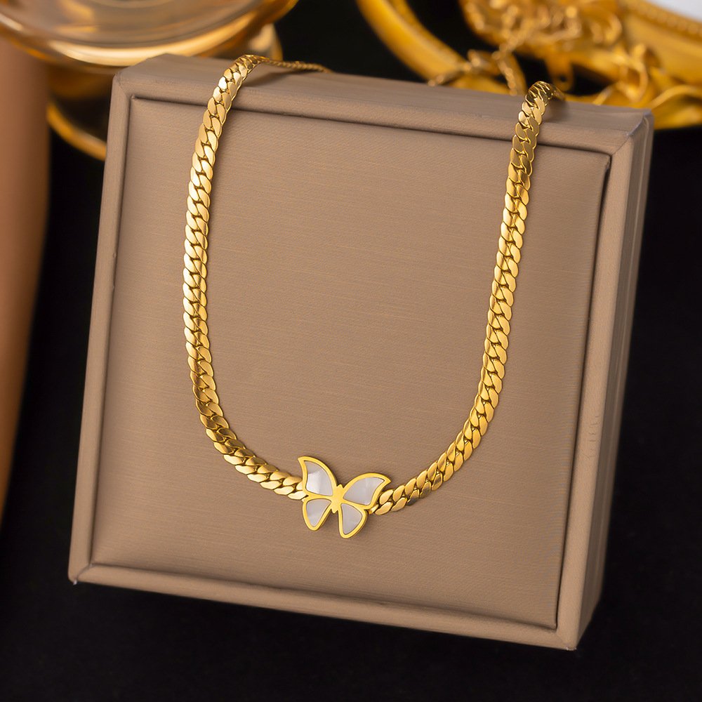 316L Stainless Steel Butterfly Choker Necklace For Women Girl New Trend Clavicle Chain Non-fading Jewelry Gift Party