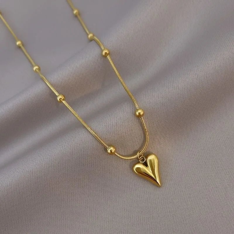 Bath-Titanium Steel Necklace Full-Body Heart-Shaped Versatile High-End Non-Fading Jewelry Accessory from Mainland China