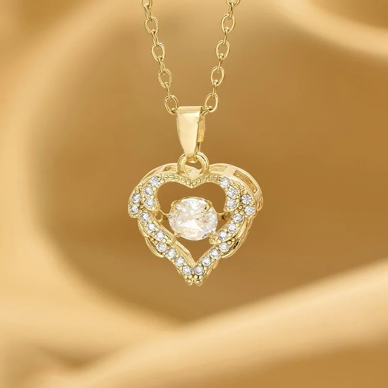 Elegant Heart Shaped Pendant Necklace Women's Style Summer Hot Sale Of The Season New Arrival Delicate Clavicle Chain Internet F