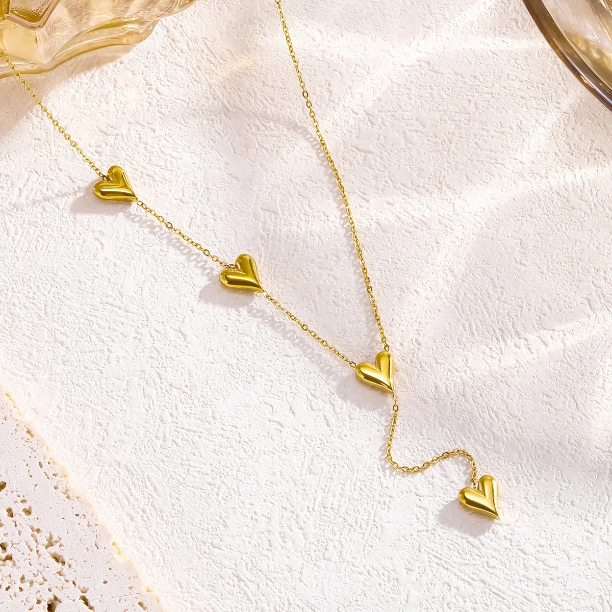 Gold Plated Stainless Steel Simple Heart Pendant Necklace Women's Jewelry Fashionable Minimalist Chain Necklace