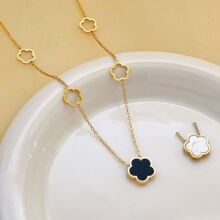 Luxury Gold Color Stainless Steel White Shell Flower Pendant Necklace for Women 2023 New Korea Trendy Choker Jewelry Accessories
