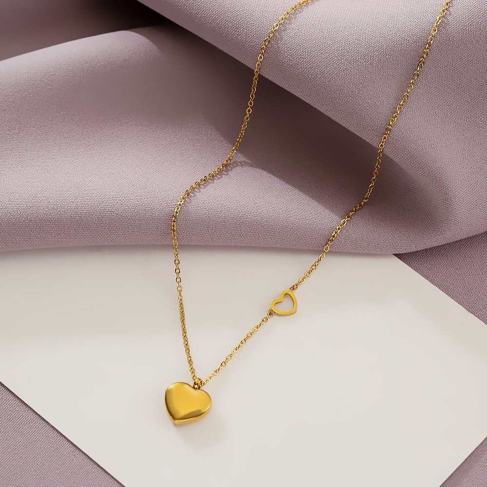 MEYRROYU Stainless Steel Heart Pendant Necklace For Women Gold Color Fine Chain 2021 Trend Romantic Gift New Fashion Jewelry