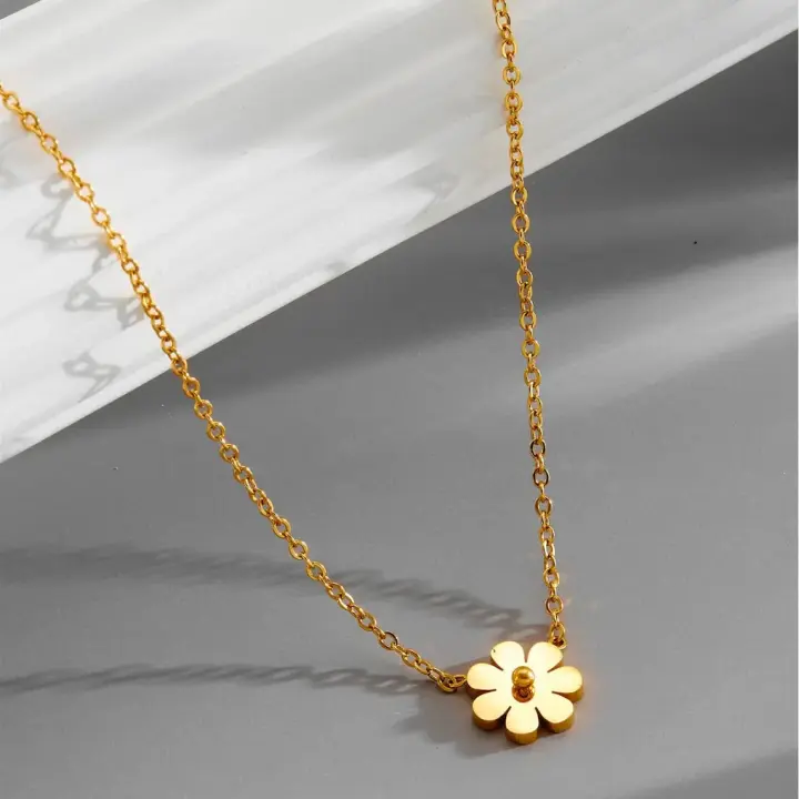 Stainless Steel Lovely Little Daisy Pendant Necklace For Women Fashion Flower Clavicle Chain Wedding Party Birthday Jewelry Gift