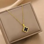 Double-Sided Micro-Set Four-Leaf Clover Pendant Titanium Clavicle Chain Fashionable Versatile Simple Luxury Titanium Jewelry