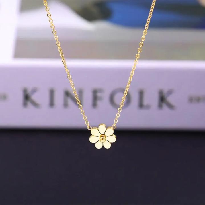 Stainless Steel Lovely Little Daisy Pendant Necklace For Women Fashion Flower Clavicle Chain Wedding Party Birthday Jewelry Gift