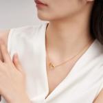 Gold Color Hollow Double Love Heart Choker Necklaces for Women Girls Stainless Steel Simple Trendy Necklace Jewelry Gifts