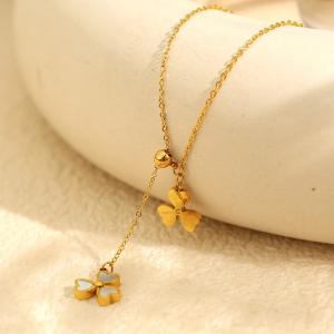 316L Stainless Steel Gold Plated Simple Bracelet Necklace Set for Women White Shell Heart Pendant Girls Charms Choker Jewelry