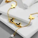 Butterfly Pearl Charm Anklet – Elegant Double Layer Women’s Jewelry Gift