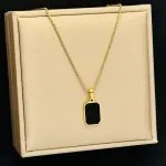 Double sided Letter Square Pendant Necklace