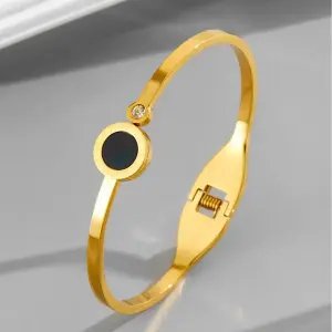 New Classic Round Roman Design Stainless Steel Gold Color Bracelet