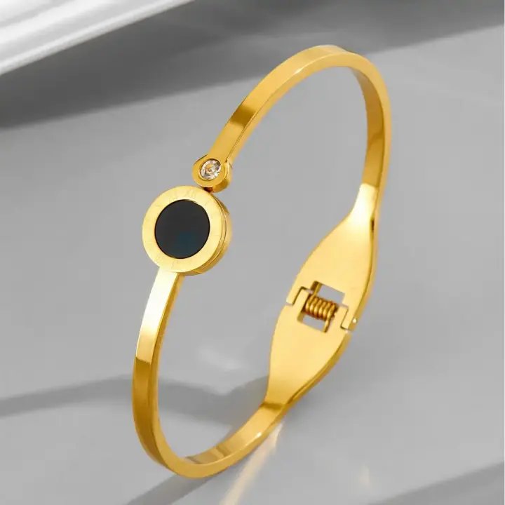 New Classic Round Roman Design Stainless Steel Gold Color Bracelet