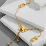 Fairy Butterfly Hollow Out Charm Anklets – Gold Plated PVD Elegant Woman's Statement