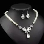 European & American Style Pearl Jewelry Set – Bridal Gem Necklace & Earrings