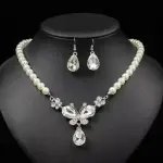 European & American Style Pearl Jewelry Set – Bridal Gem Necklace & Earrings