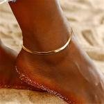 Gold Plated Snake Chain Anklet – Summer Beach Fashion Jewelry for Women