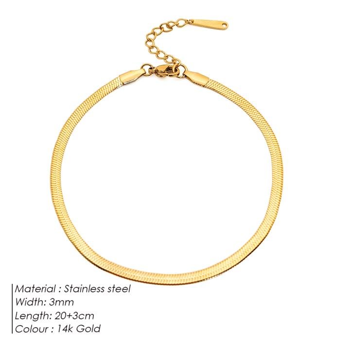 Gold Plated Snake Chain Anklet – Summer Beach Fashion Jewelry for Women