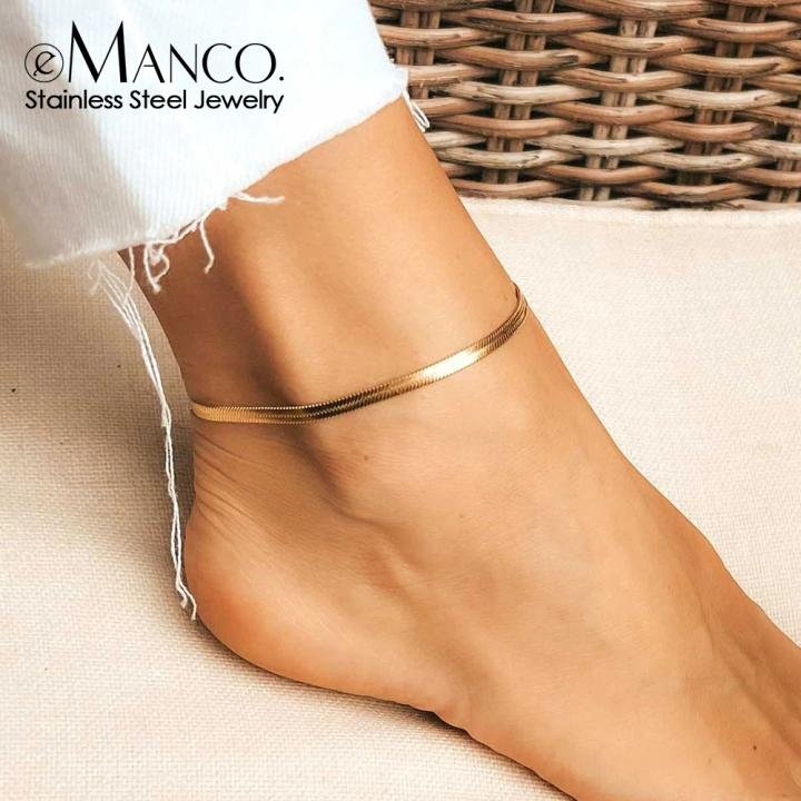 Gold Plated Snake Chain Anklet – Summer Beach Fashion Jewelry for Women
