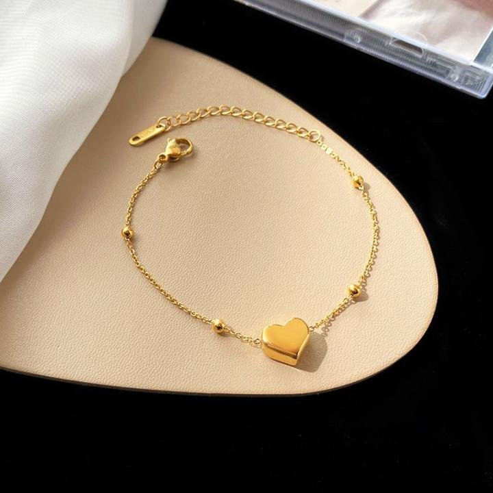 Gold Color Heart Love Chain – Anklet for Women & Girls